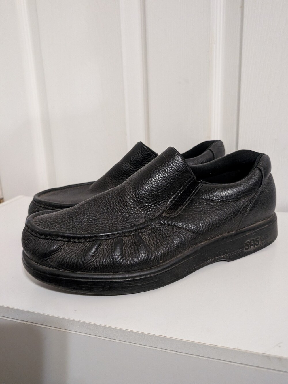 SAS Side Gore Loafers Mens Size 11 Wide Black Leather Orthotic Slip On Comfort
